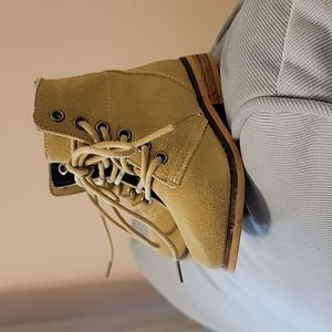 SweetHoney lace up boots, tan, toddler 5, worn once